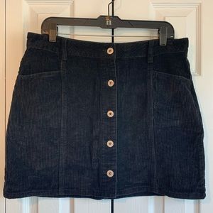 Cute & comfy black corduroy button up mini skirt